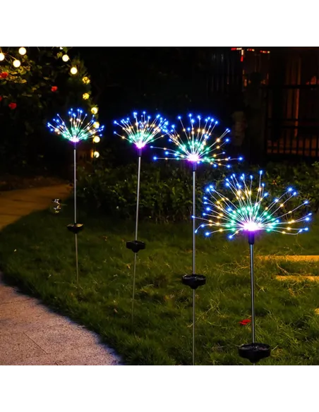 Set 2 x Lampa Solara Artificii cu Suport Metalic
