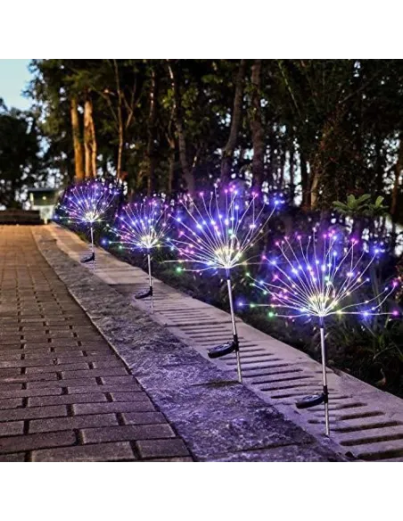 Set 2 x Lampa Solara Artificii cu Suport Metalic