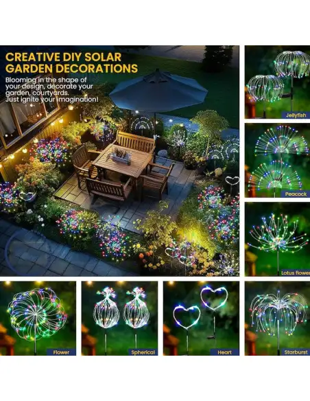 Set 2 x Lampa Solara Artificii cu Suport Metalic