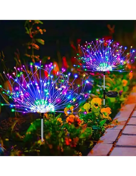 Set 2 x Lampa Solara Artificii cu Suport Metalic