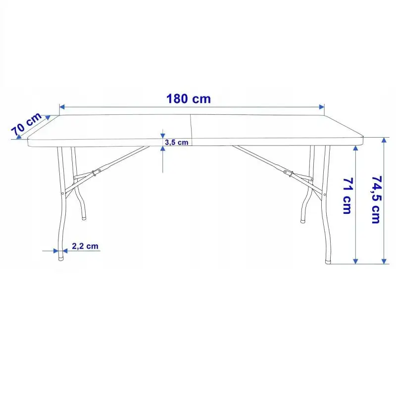 Masa pliabila pentru gradina, caterign, camping sau pescuit, tip valiza, 180x70x74 cm, alb