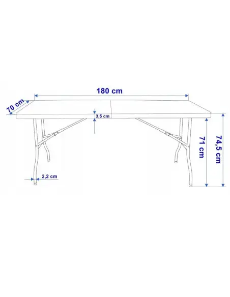 Masa pliabila pentru gradina, caterign, camping sau pescuit, tip valiza, 180x70x74 cm, alb