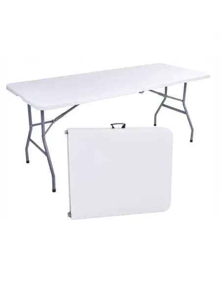 Masa pliabila pentru gradina, caterign, camping sau pescuit, tip valiza, 180x70x74 cm, alb
