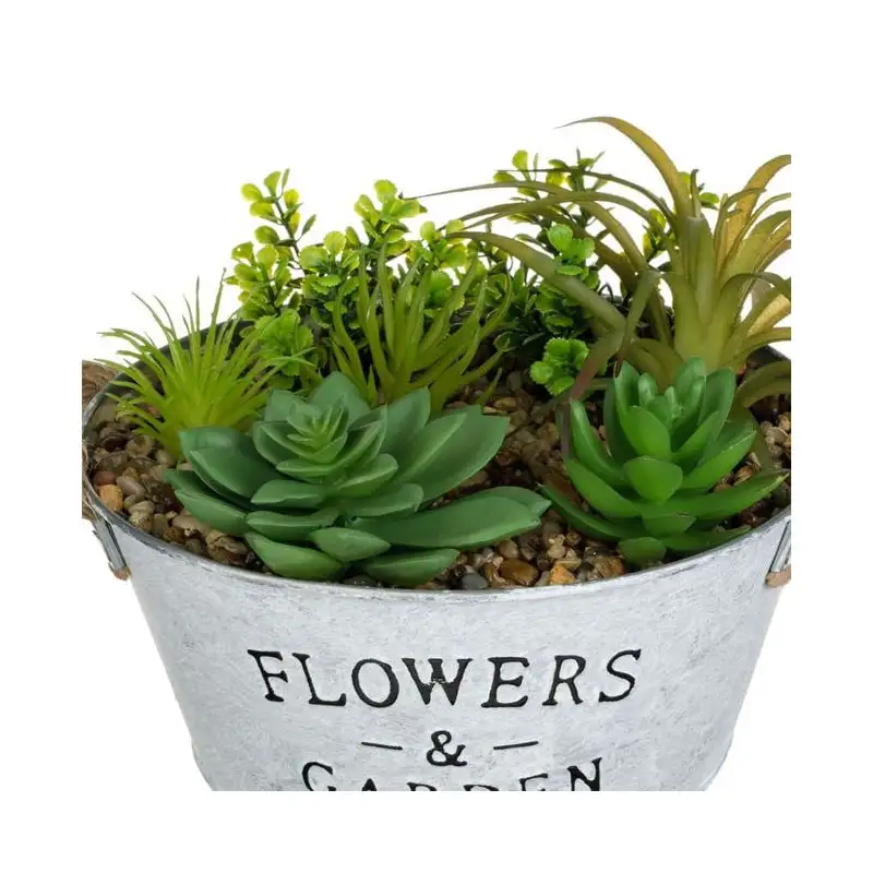 Ghiveci Decorativ Metalic cu Plantă Artificială, 18 x 16.5 cm