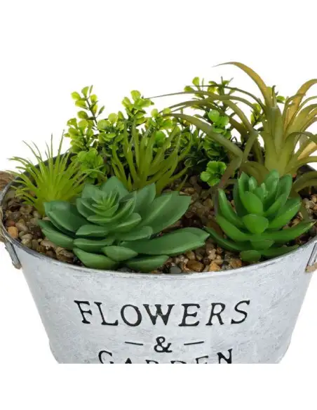 Ghiveci Decorativ Metalic cu Plantă Artificială, 18 x 16.5 cm