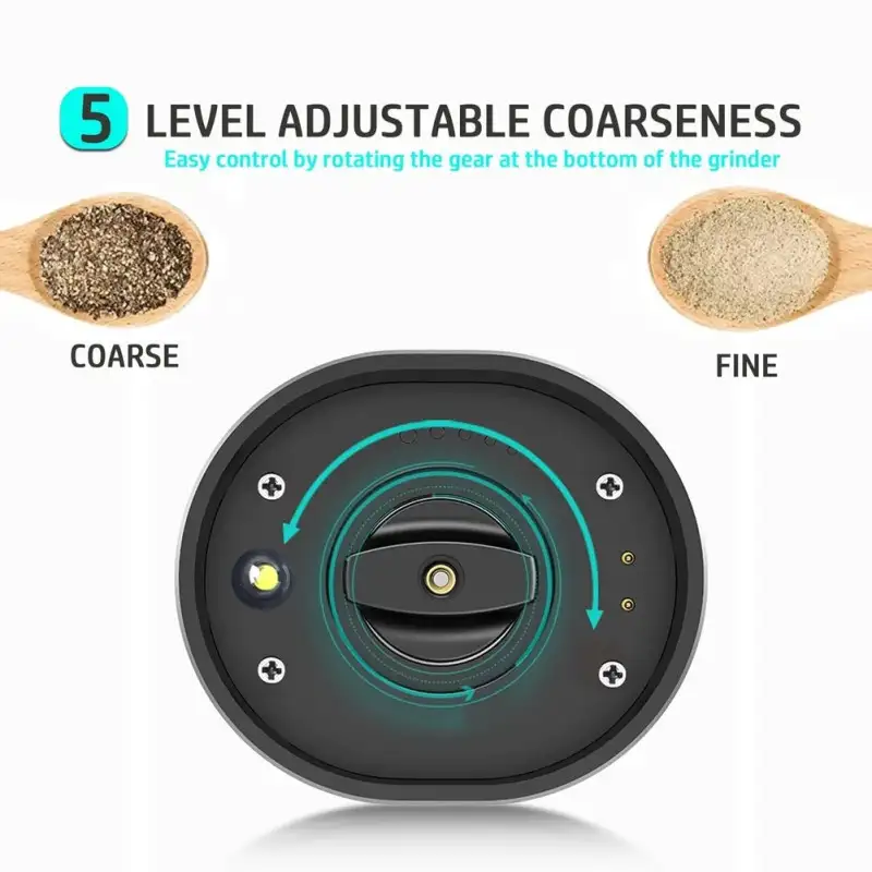 Set 2 rasnite electrice pentru sare si piper, cu baza de incarcare si cablu USB