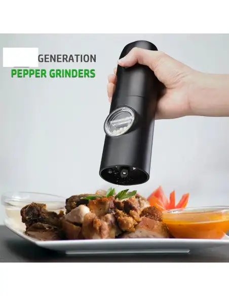 Set 2 rasnite electrice pentru sare si piper, cu baza de incarcare si cablu USB