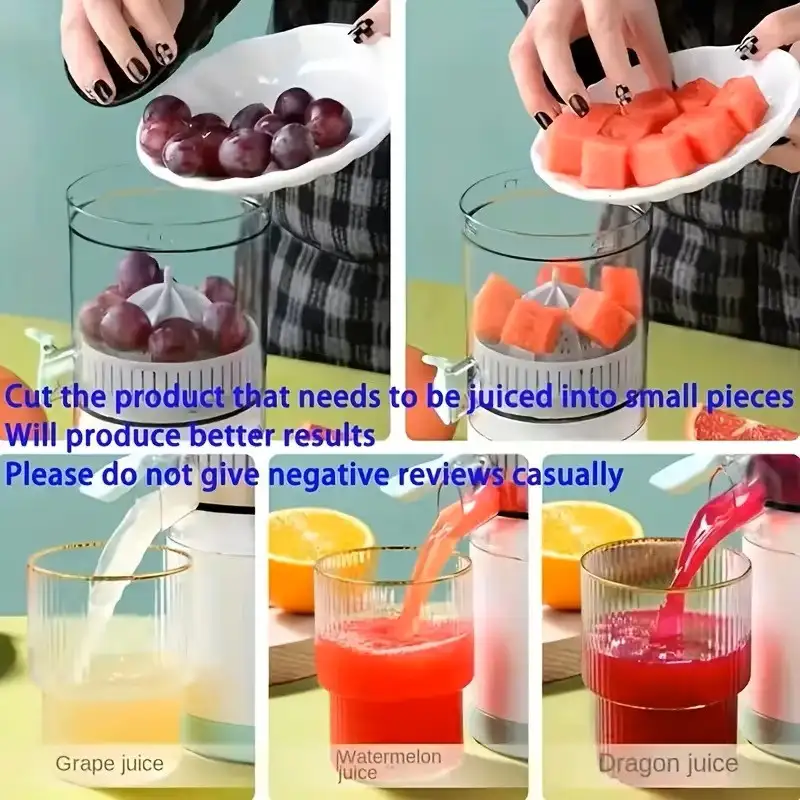 Storcător electric de citrice portabil, 45W, încărcare USB, capacitate 500 ml