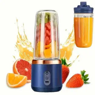 Blender portabil electric pentru smoothie, 500 ml, reîncărcabil USB, sticlă cu capac