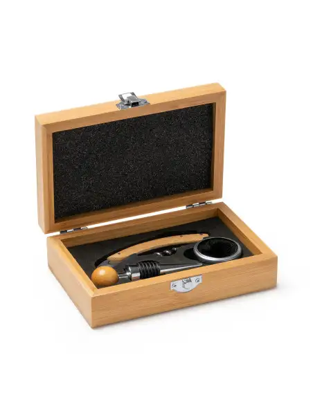 Set pentru vin elegant cu accesorii din oțel inoxidabil și bambus (AB4129)