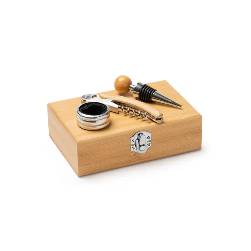 Set pentru vin elegant cu accesorii din oțel inoxidabil și bambus (AB4129)