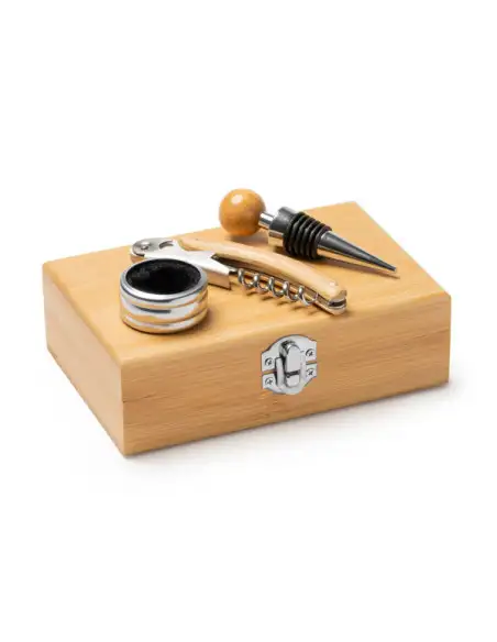 Set pentru vin elegant cu accesorii din oțel inoxidabil și bambus (AB4129)