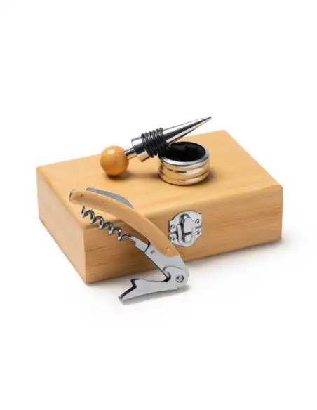 Set pentru vin elegant cu accesorii din oțel inoxidabil și bambus (AB4129)