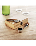 Set pentru vin elegant cu accesorii din oțel inoxidabil și bambus (AB4129)