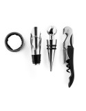 Set pentru vin elegant cu 4 accesorii din otel inoxidabil si cutie
