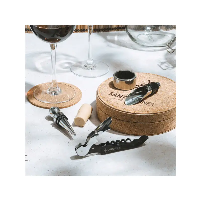 Set pentru vin elegant cu 4 accesorii din otel inoxidabil si cutie