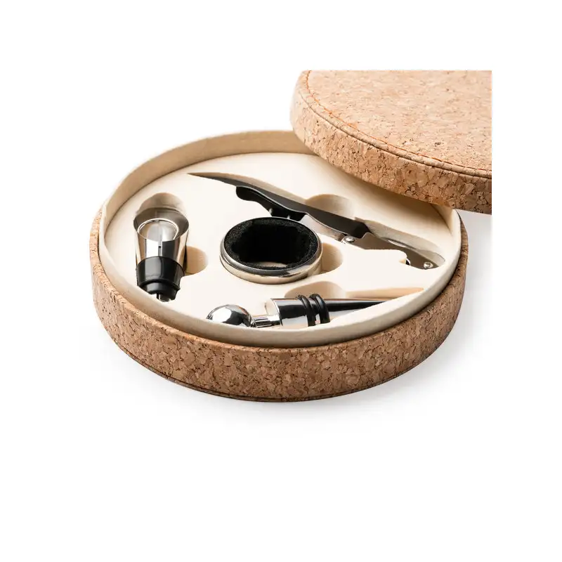 Set pentru vin elegant cu 4 accesorii din otel inoxidabil si cutie