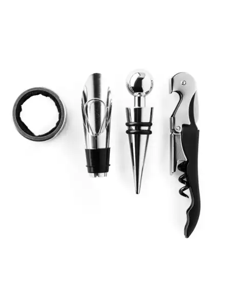 Set pentru vin elegant cu 4 accesorii din otel inoxidabil si cutie