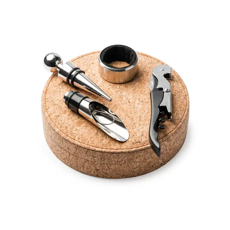 Set pentru vin elegant cu 4 accesorii din otel inoxidabil si cutie