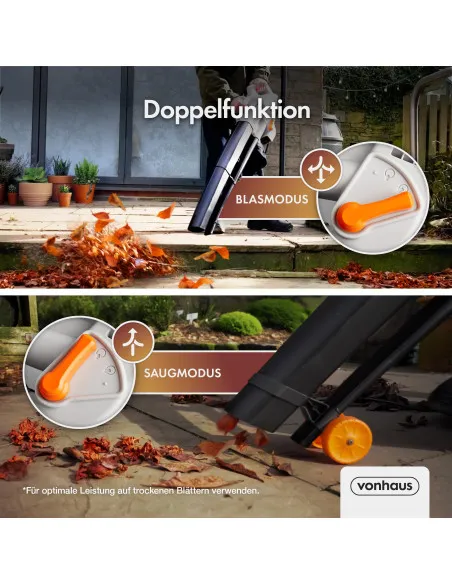 3000W Lightweight Leaf Blower Vacuum with Shoulder Strap – Black