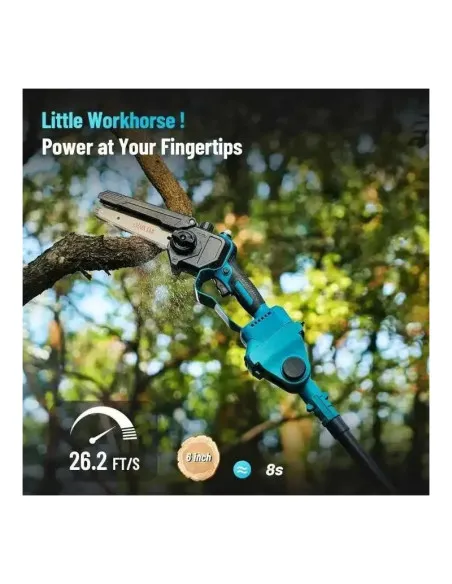 Set Foarfeca de Gradina și Mini Drujba 6 inch, 48V, 2 Acumulatori, Brat Telescopic 2 m, Unghi Reglabil de Taiere-09