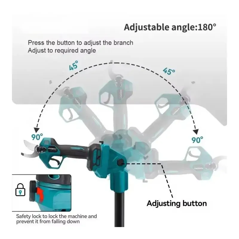 Foarfeca de Gradina , 48V, 2 Acumulatori, Brat Telescopic 2m, Unghi Reglabil de Taiere-07