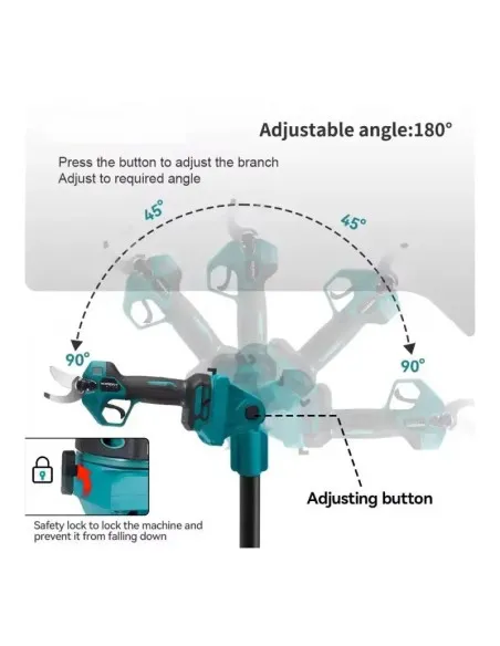 Foarfeca de Gradina , 48V, 2 Acumulatori, Brat Telescopic 2m, Unghi Reglabil de Taiere-07
