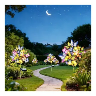 Set 2x lampa solara decorativa Fluturi, Led, multicolor, IP66, 70cm 2