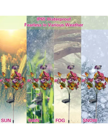 Set 2x lampa solara decorativa Fluturi, Led, multicolor, IP66, 70cm