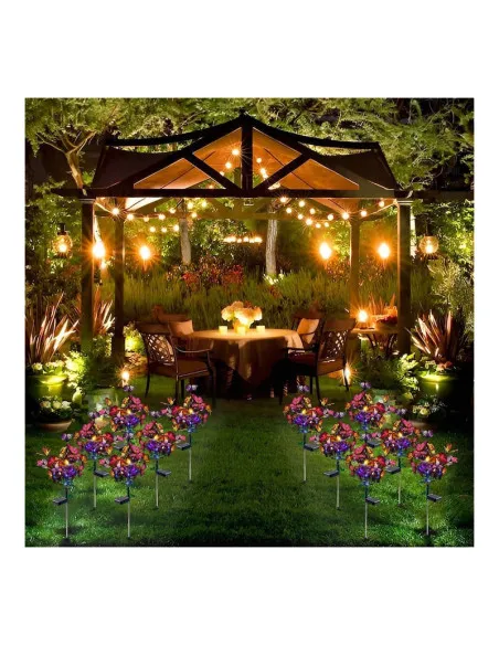 Set 2x lampa solara decorativa Fluturi, Led, multicolor, IP66, 70cm