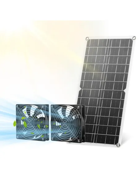 SUNYIMA Solar Fan 15W Weatherproof Panel Fan for Chicken Coops Greenhouses – Green