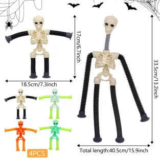 Telescopic Suction Cup Skeleton Toy, 4-Piece LED Sensory Fidget Toy – Multi-Colour 2