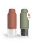 Salt & Pepper Mills Ceramic Adjustable Grinder Set Stainless Steel – Red/Green