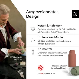 Salt & Pepper Mills Ceramic Adjustable Grinder Set Stainless Steel – Red/Green 2