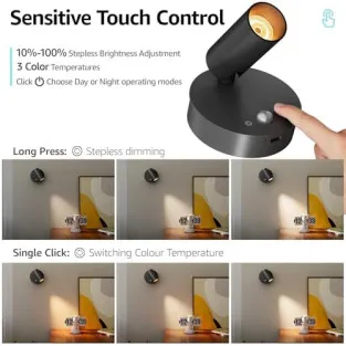 K-Bright Set 2 Aplice LED cu Baterie, Senzor de Amurg și Comutator Tactil – Reglabile, pentru Interior 2