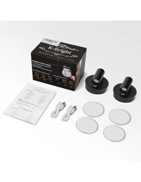 K-Bright Set 2 Aplice LED cu Baterie, Senzor de Amurg și Comutator Tactil – Reglabile, pentru Interior