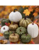 Set 10 Dovleci Artificiali din Spumă – Decorațiuni de Masă Toamnă Verde/Auriu/Alb