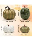 Set 10 Dovleci Artificiali din Spumă – Decorațiuni de Masă Toamnă Verde/Auriu/Alb