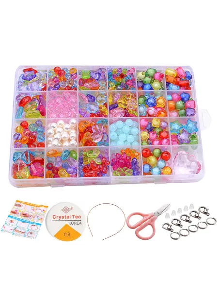 Set Mărgele DIY 550 Piese Colorate pentru Copii – Cutie cu 24 Compartimente
