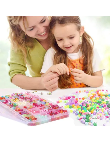 Set Mărgele DIY 550 Piese Colorate pentru Copii – Cutie cu 24 Compartimente