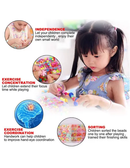 Set Mărgele DIY 550 Piese Colorate pentru Copii – Cutie cu 24 Compartimente