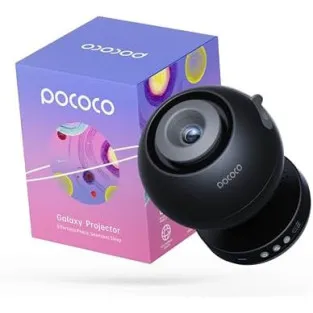 POCOCO Proiector Galaxie și Stele - Lumină de Noapte pentru Dormitor, Planetariu Acasă cu 2 Discuri, Negru