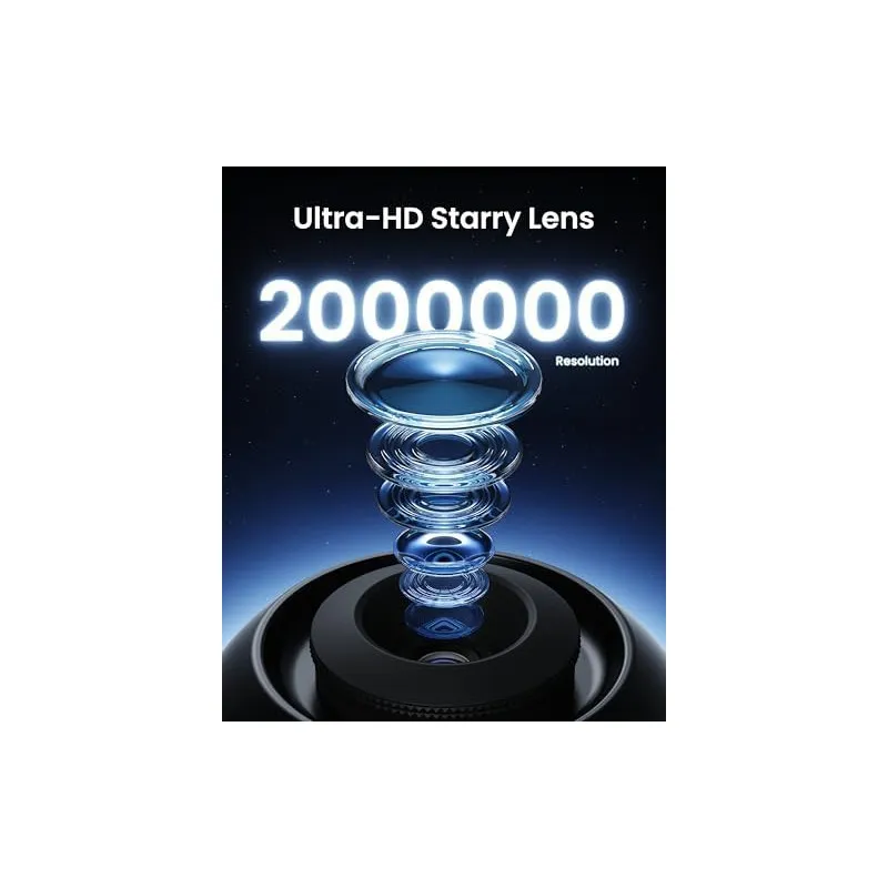 POCOCO Proiector Galaxie și Stele - Lumină de Noapte pentru Dormitor, Planetariu Acasă cu 2 Discuri, Negru