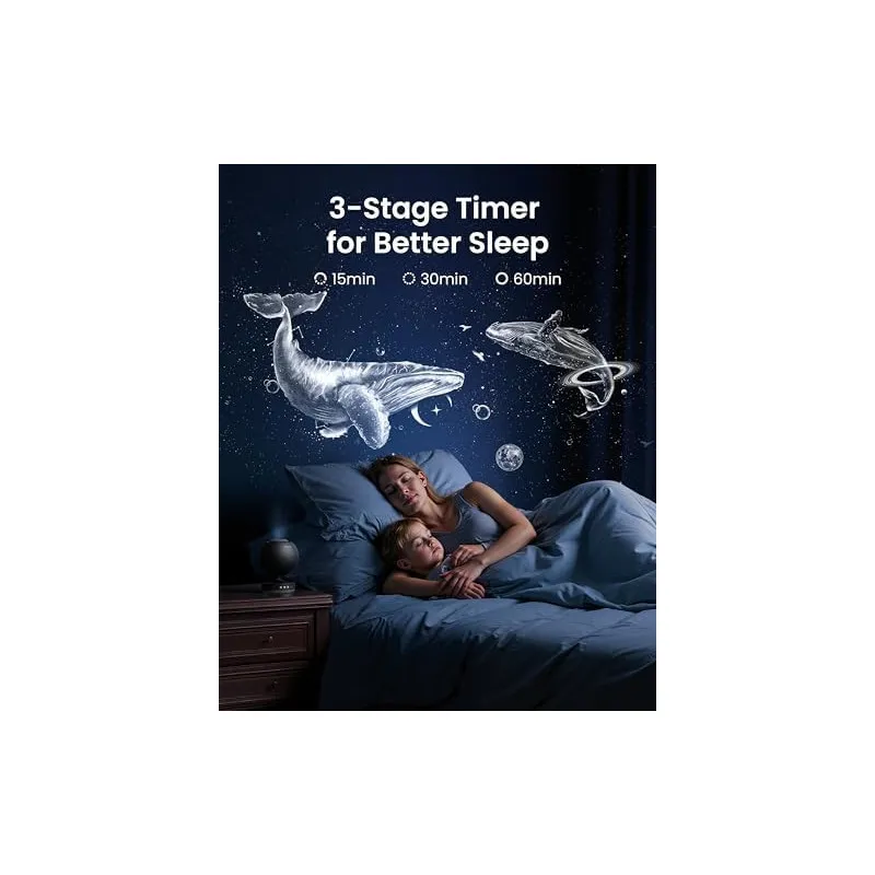 POCOCO Proiector Galaxie și Stele - Lumină de Noapte pentru Dormitor, Planetariu Acasă cu 2 Discuri, Negru