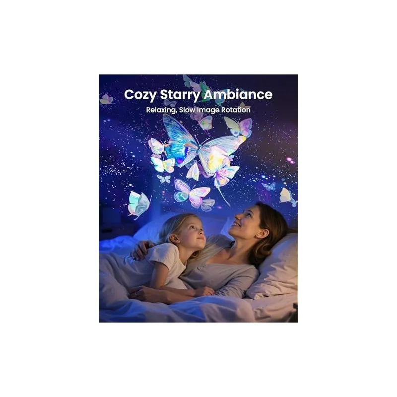 POCOCO Proiector Galaxie și Stele - Lumină de Noapte pentru Dormitor, Planetariu Acasă cu 2 Discuri, Negru