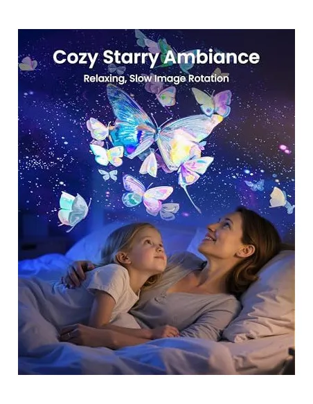 POCOCO Proiector Galaxie și Stele - Lumină de Noapte pentru Dormitor, Planetariu Acasă cu 2 Discuri, Negru