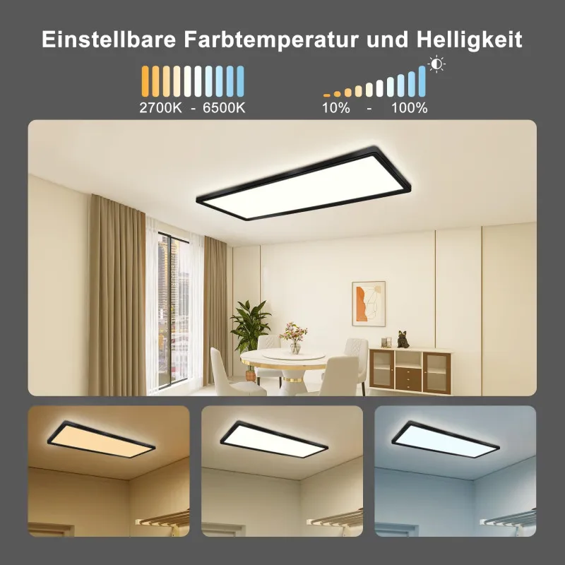 Plafoniera LED de Tavan Negru 22W Dimmable – 58x20cm