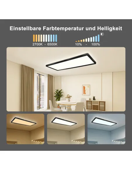 Plafoniera LED de Tavan Negru 22W Dimmable – 58x20cm