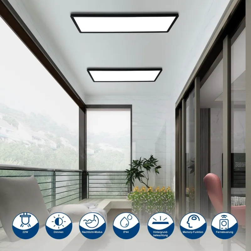 Plafoniera LED de Tavan Negru 22W Dimmable – 58x20cm