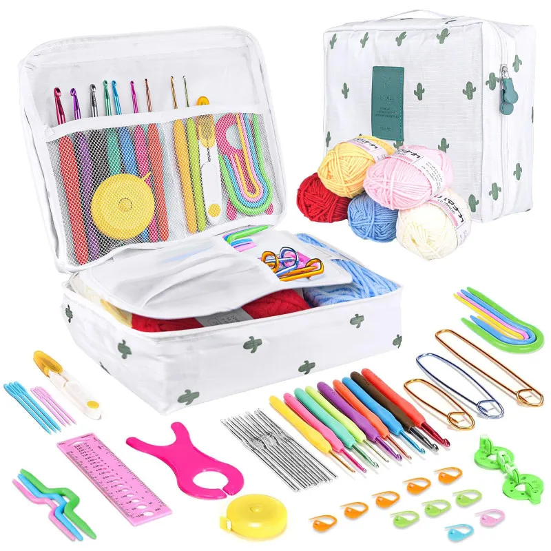 Set de Croșetat Qianyou – 21 Cârlige, Kit pentru Începători cu Geantă Portabilă